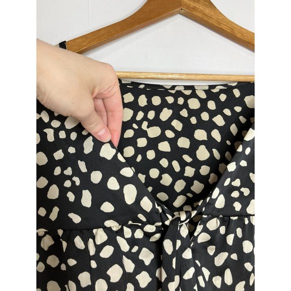 LOFT Black Beige Blouse Low Back Detail Women's Large - Picture 9 of 11